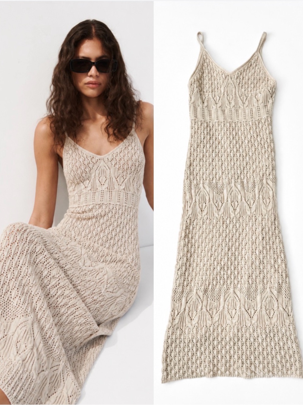 Boho Crochet Knit Bodycon Midi Dress Coastal L Freshman 1996 Cottagecore Resort